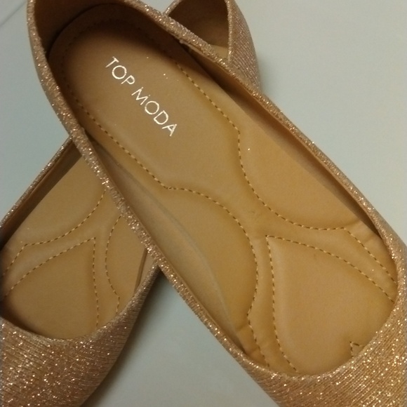 Women's Top Moda ballet slipper rose gold sparkle, size 8.5 - Picture 2 of 8